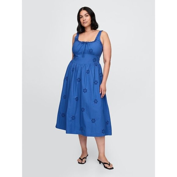 Gap Eyelet Scoop Neck Dress in Dazzling Blue - Picture 1 of 14